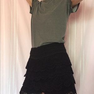 black lace ruffle high waisted shorts